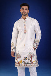 Karvaan Cotton Silk Ethnic Embroidery Daman Work Kurta