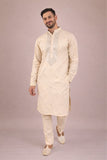 Karvaan Cream Giza Cotton Mirror Work with Pant