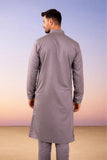 Karvaan Cotton Blend Ethnic Grey Giza Mirror Work Kurta with Pant