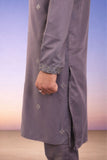 Karvaan Cotton Blend Ethnic Grey Giza Mirror Work Kurta with Pant