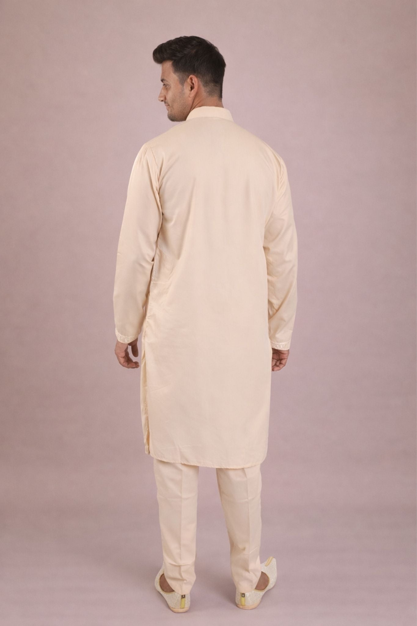 Karvaan Cream Giza Cotton Mirror Work with Pant
