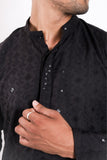 Karvaan Sequence Work Cotton Black Kurta