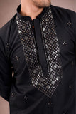 Karvaan Black Giza Cotton Mirror Work with Pant