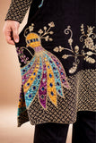 Karvaan Cotton Blend Ethnic Peacock Embroidery Long Kurta